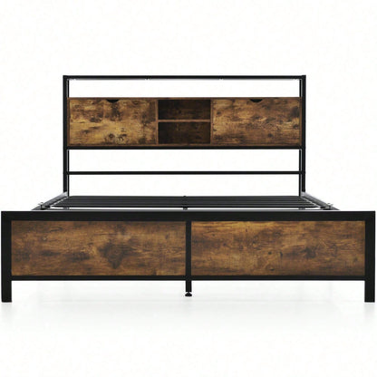 Metallbett Jugendbetten Doppelbett 140 x 200 cm mit Stauraum-Kopfteil und Metall Lattenrost, Kinderbett Metall Bettgestell Bettrahmen Für Erwachsene, Kinder, Jugendliche