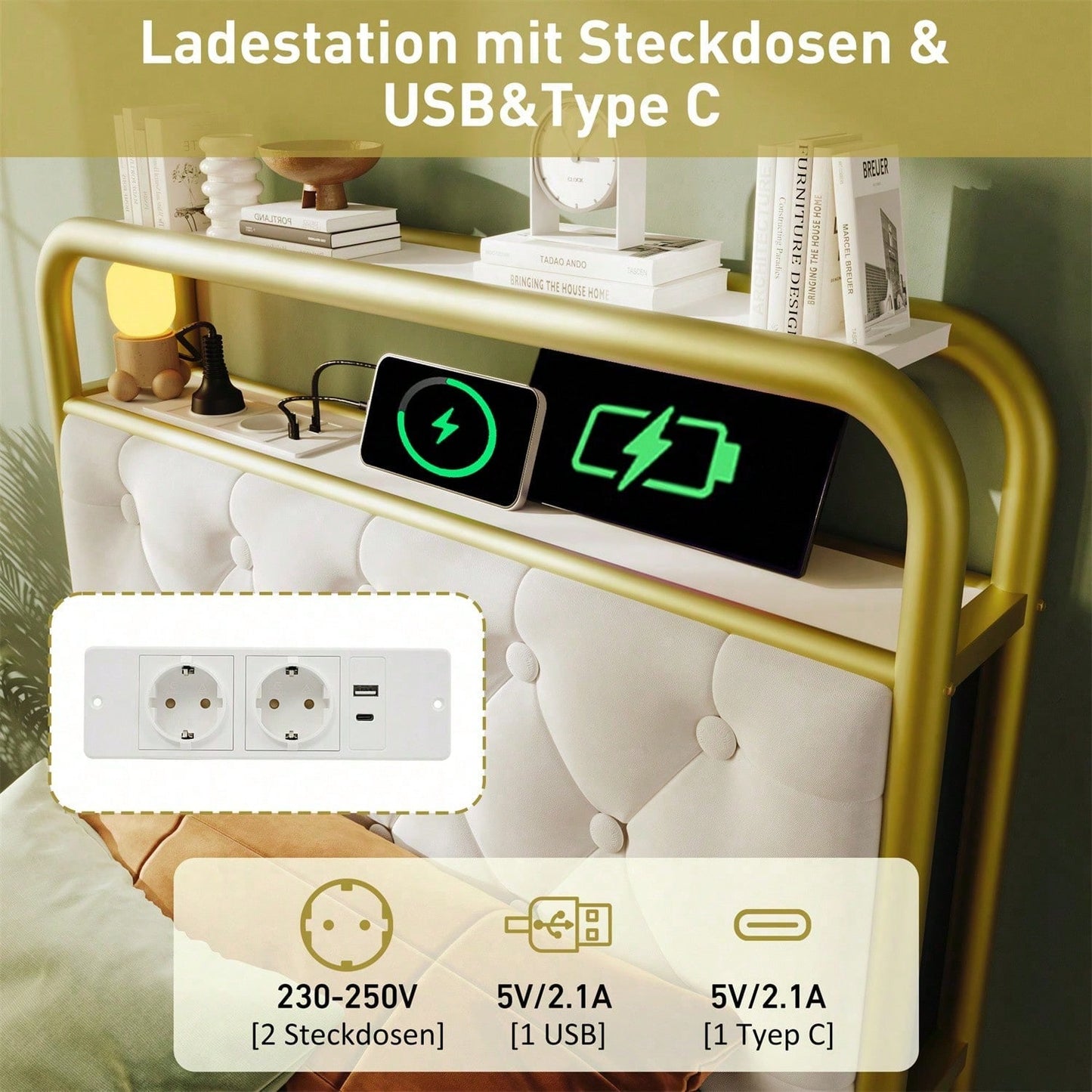 Polsterbett Einzelbett mit aufladen USB Type C Ladefunktion APP-Control LED Bettgestell Metallbett 90*200 Bettrahmen und 2 Schubladen, Samt
