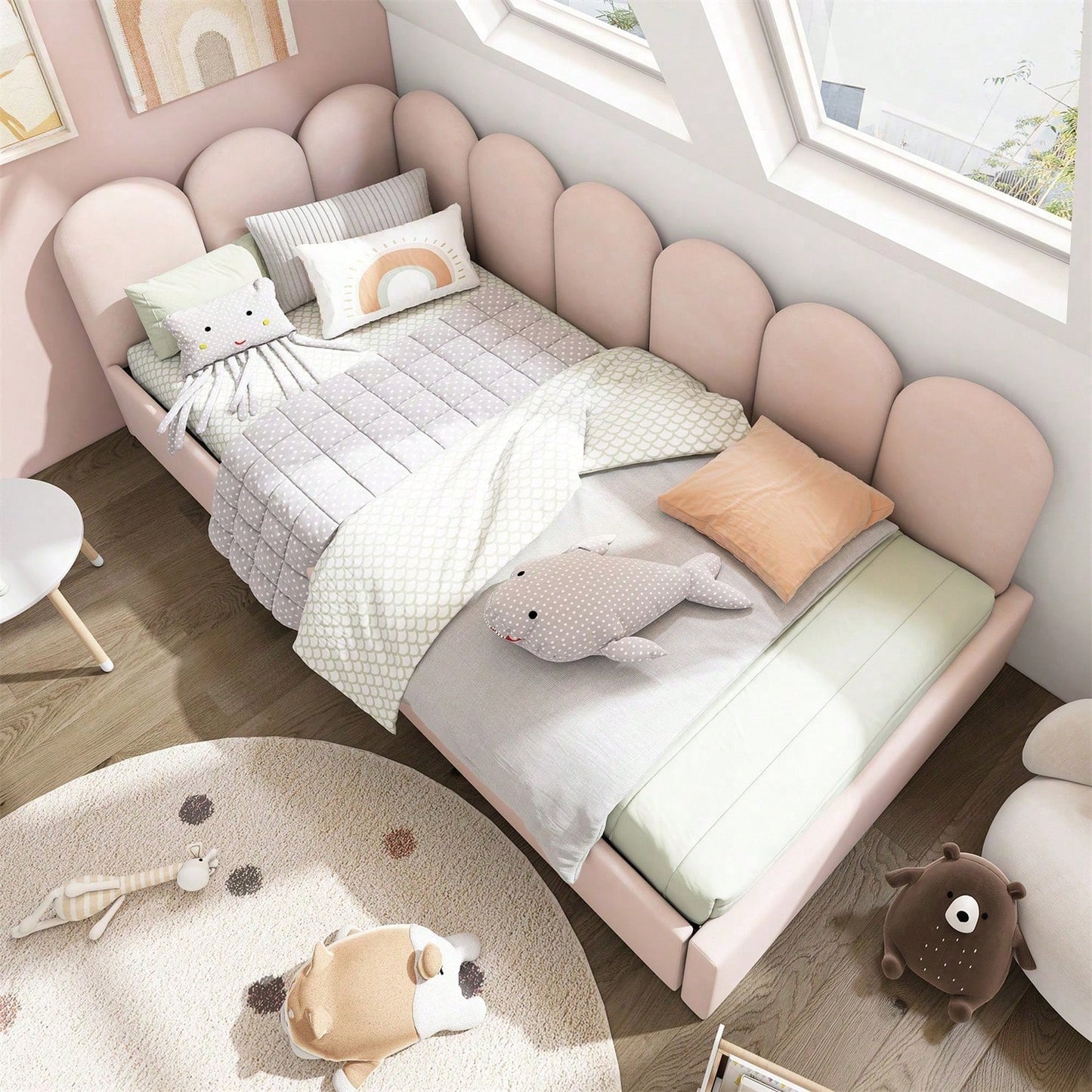 Polsterbett Einzelbett mit Schubladen Stauraumbett Samt Daybett Tagesbett Schlafsofa 90x200cm mit Lattenrost Jugendbett und Erwachsene Kinderbett,Rosa