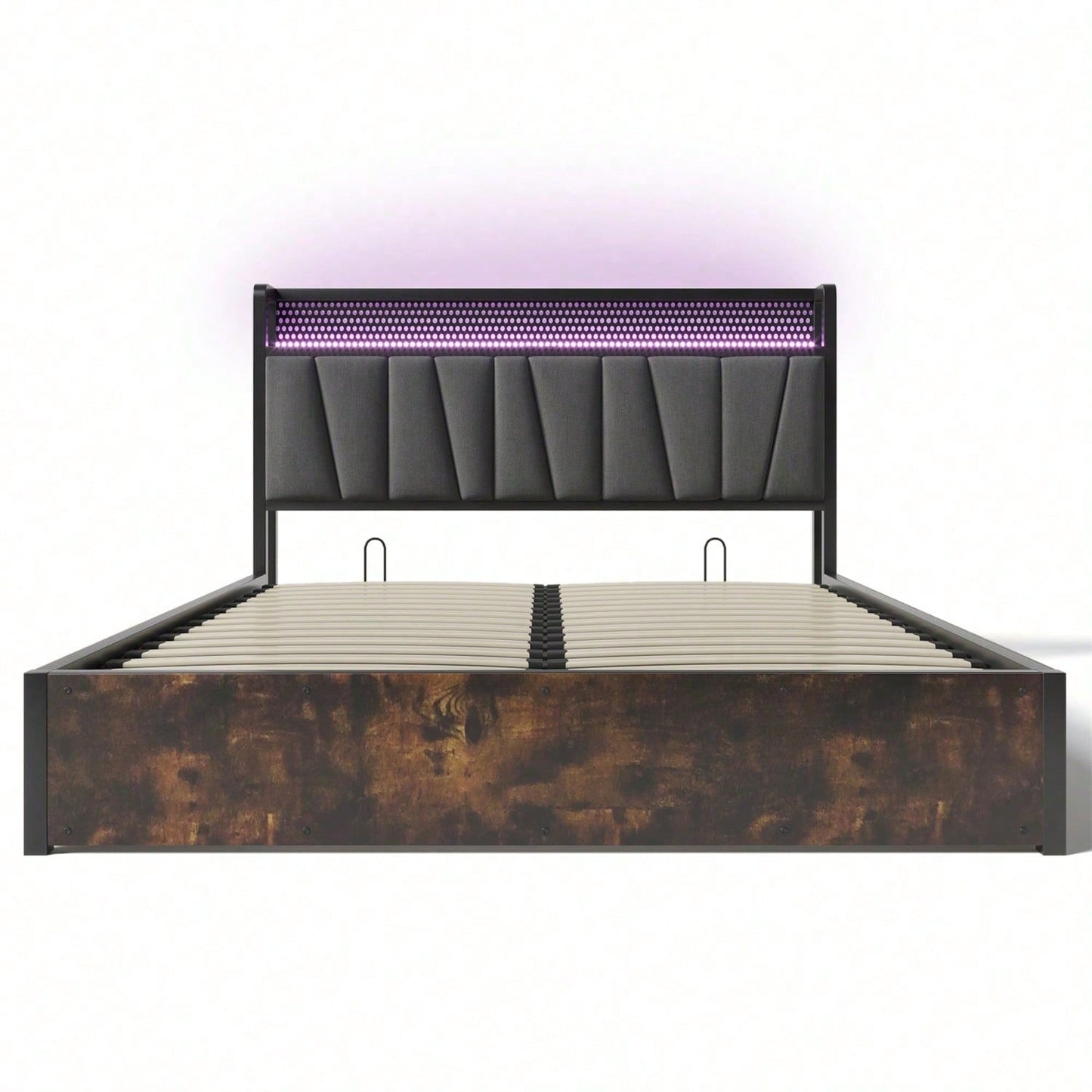 Polsterbett Metallbett LED App-Control Doppelbett mit aufladen USB Ladefunktion Kopfteil und LED-Beleuchtung,Metallbett 140x200cm Lattenrost aus Holz, Grau