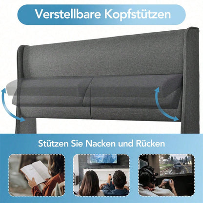 Polsterbett Doppelbett mit Verstellbare Kopfstützen,Stauraumbetten Bettgestell aus Leinenmaterial Jugendbett 160x200 mit lattenrost