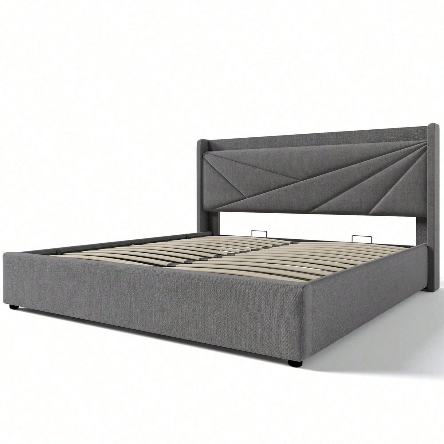Polsterbett Doppelbett Stauraum Bettkasten mit USB Typ C Ladefunktion Kopfteil,ohne Matratze, Stauraumbetten Bettgestell aus Leinenmaterial Jugendbett 160x200 mit lattenrost