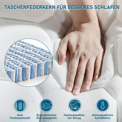 Polsterbett mit aufladen USB Ladefunktion Kopfteil und LED-Beleuchtung und 4 Schubladen,Doppelbett 140x200cm Stauraumbetten Bettgestell, Lattenrost aus Holz, Beige