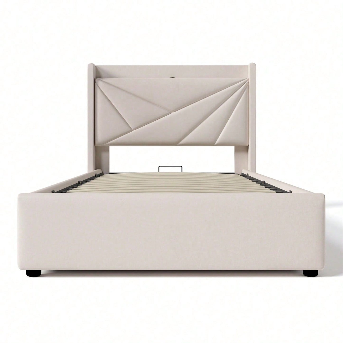 Polsterbett Einzelbett Stauraum Bettkasten mit USB Typ C Ladefunktion Kopfteil,Stauraumbetten Bettgestell aus Leinenmaterial Jugendbett 90x200 mit lattenrost