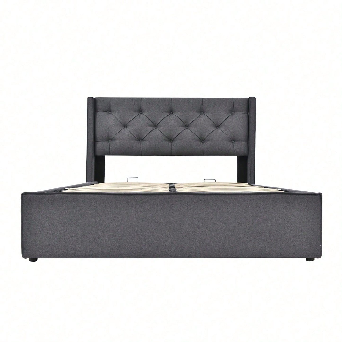 Hydraulisch Doppelbett Polsterbett 160x200cm,Bett mit Lattenrost aus Metallrahmen, Modernes Bettgestell mit Stauraum, Baumwolle, HellGrau(Mit Matratze)