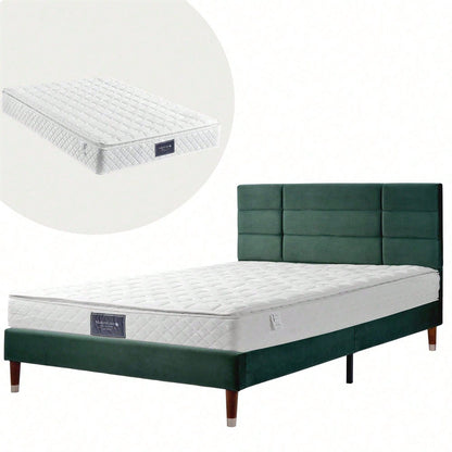 Polsterbett Doppelbett mit Lattenrost, 140x200cm gepolsteres Bettgestell mit Kopfteil, in Schwarz Leinen, für Erwachsene&Jugendliche(Mit Federkernmatratze)