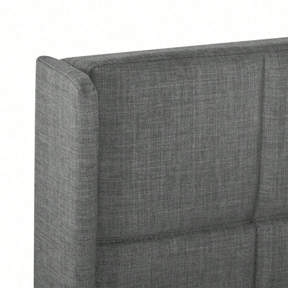 Modernes Design Polsterbett Mit seinem gepolstertes Kopfteil Einzelbett mit Lattenrost, 90x200cm ,in Blau Leinen, mittelfest