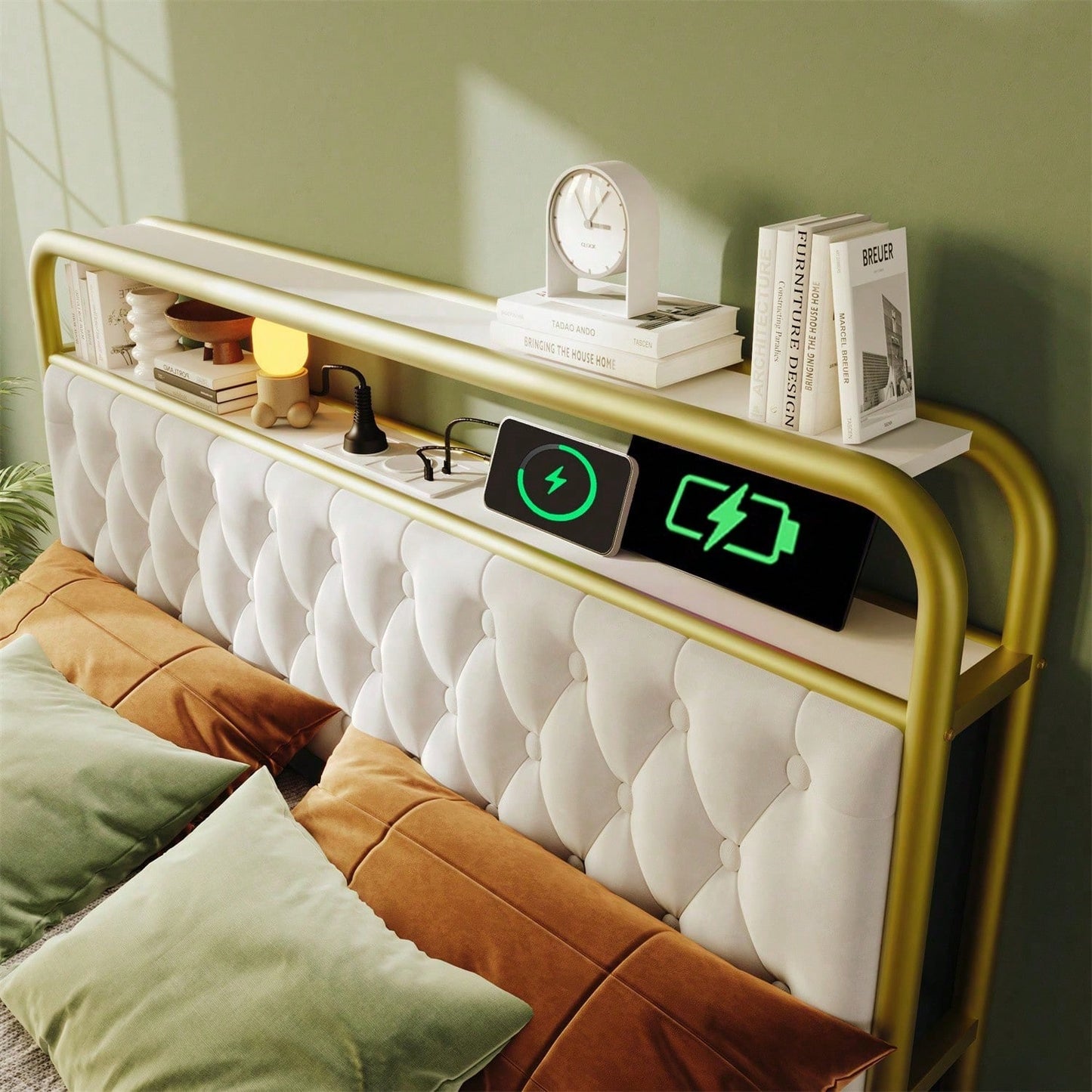 Polsterbett Doppelbett mit aufladen USB Type C Ladefunktion APP-Control LED Bettgestell Metallbett 140*200 Bettrahmen und 4 Schubladen, Samt