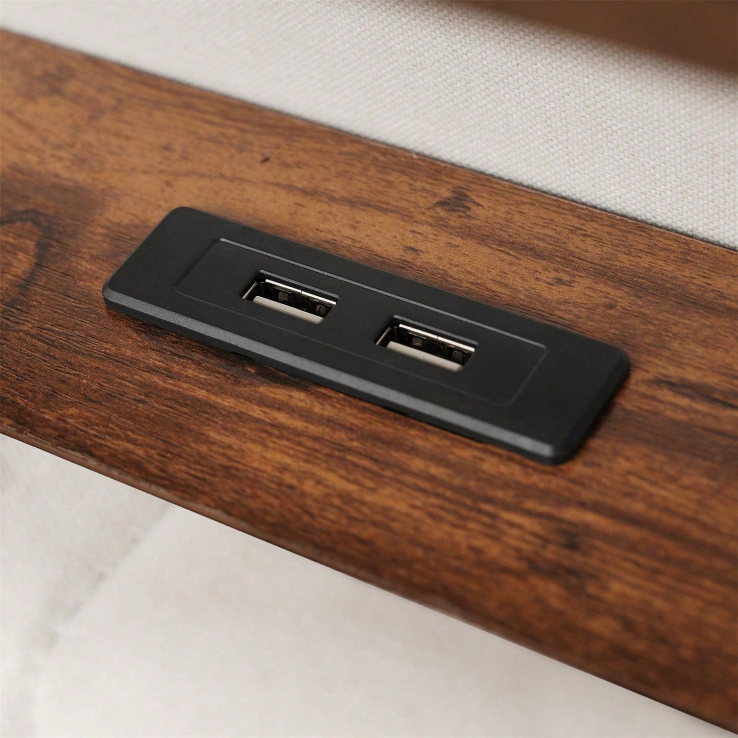 Polsterbett mit USB 160x200cm,LED Doppelbett mit Lattenrost aus Metallrahmen,Bettgestell aus Leinenmaterial Jugendbett