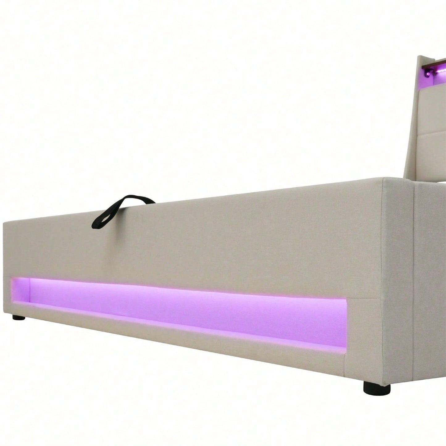 Polsterbett mit USB 160x200cm,LED Doppelbett mit Lattenrost aus Metallrahmen,Bettgestell aus Leinenmaterial Jugendbett