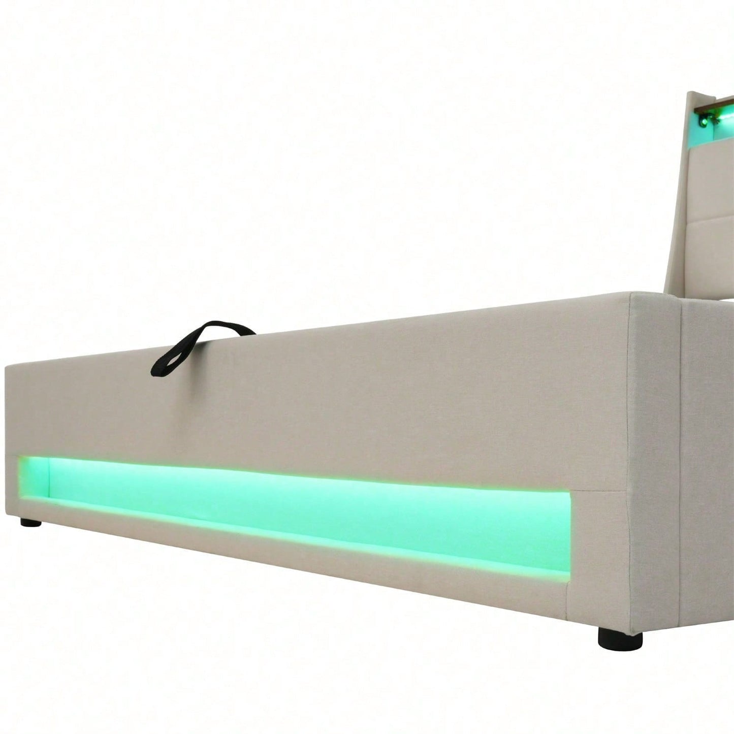 Polsterbett mit USB 160x200cm,LED Doppelbett mit Lattenrost aus Metallrahmen,Bettgestell aus Leinenmaterial Jugendbett