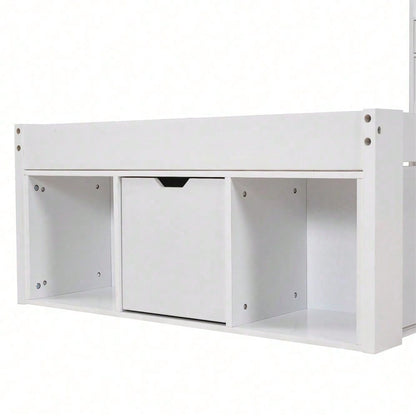 Einzelbett, 90*200cm, Mit USB-port & Schubladen & Stauschrank, Kinderbett, Jugendbett, Multifunktionales Bett, Großer Stauraum, ohne Matratze, weiß