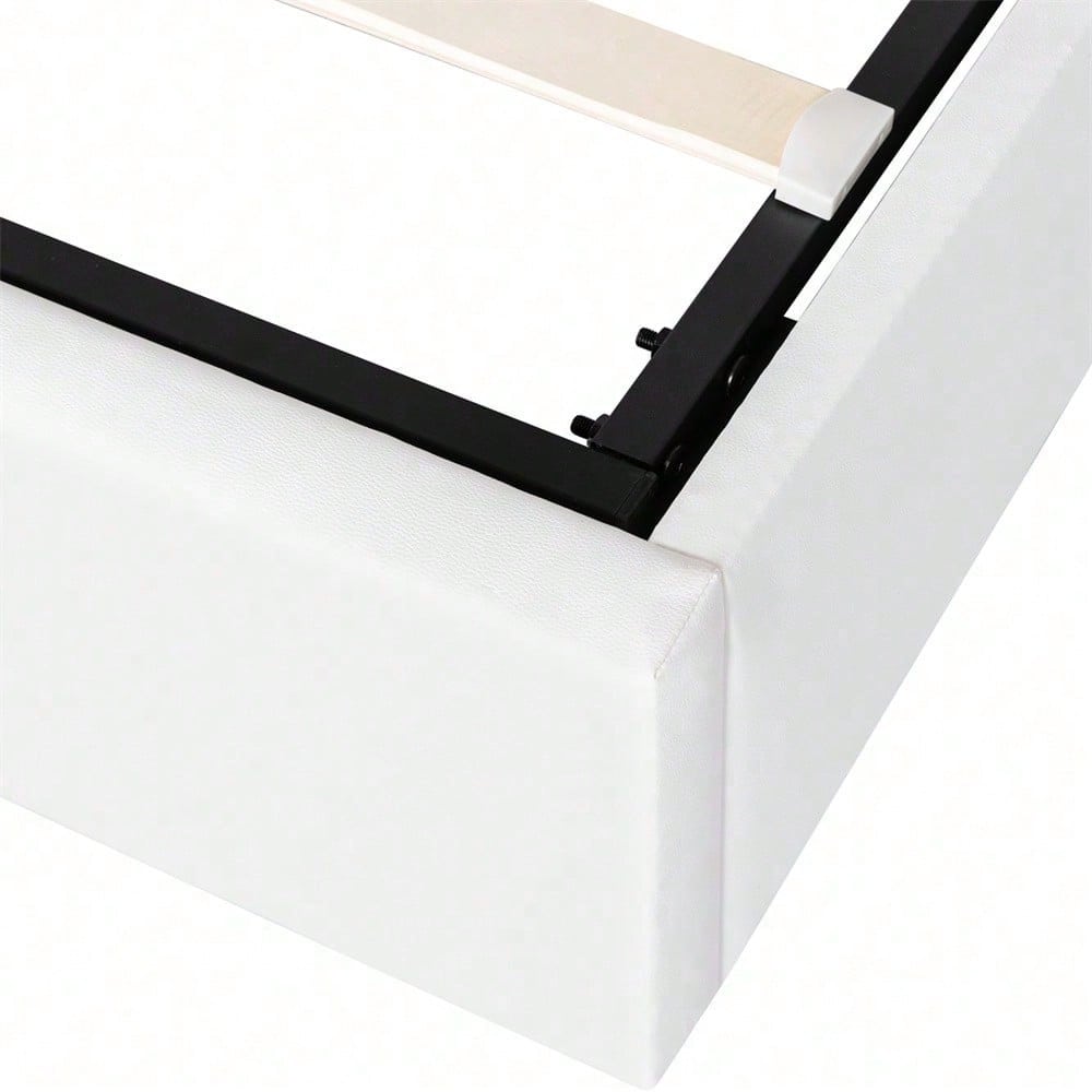 Polsterbett, LED-Bett, 140*200cm, mit Lattenrost und Stauraum, ohne Matratze, mit beleuchtetem Kopfteil in diversen Farben, Weiß,Kopfteil & Kunstleder