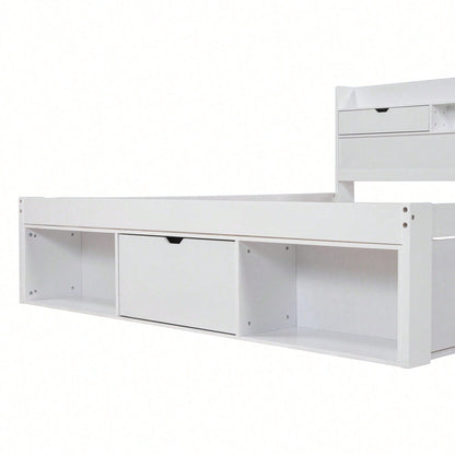 Doppelbett, 140*200cm, Mit USB-port & Schubladen & Stauschrank, Kinderbett, Jugendbett, Multifunktionales Bett, Großer Stauraum, ohne Matratze, weiß