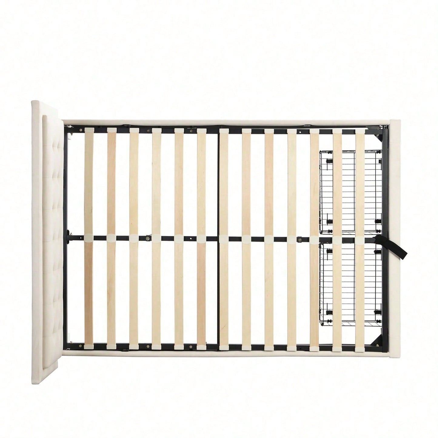 Lit rembourré 140*190 avec sommier à lattes et tête de lit, lit de rangement, lit rembourré hydraulique, lit double, avec 2 tiroirs, support de lattes en bois, velours, beige