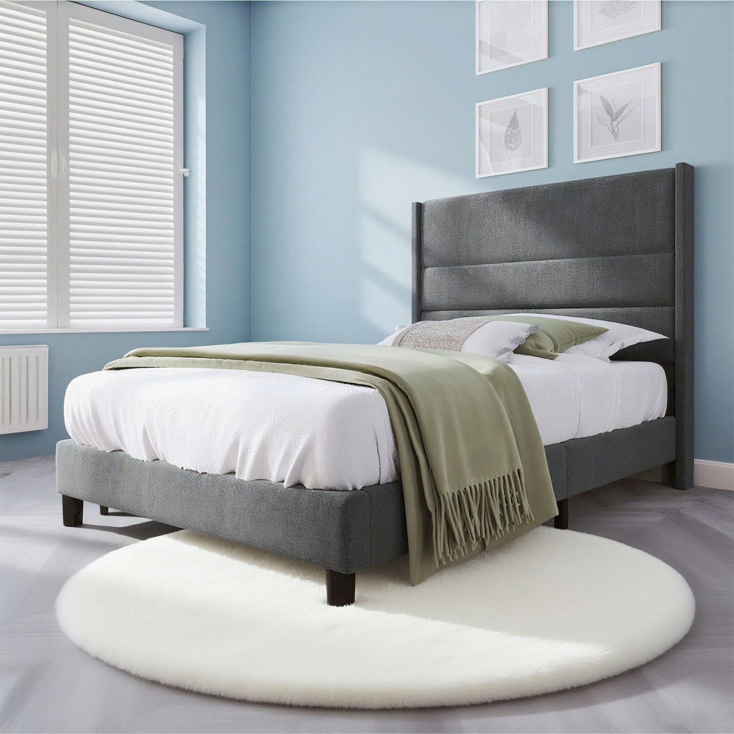 Polsterbett 90 x 200 cm, Bettgestell mit Lattenrost & Kopfteil, gepolstertes Doppelbett, Textilbezug Samt in Dunkelgrün, Zeitloses modernes Design, Jugendbett