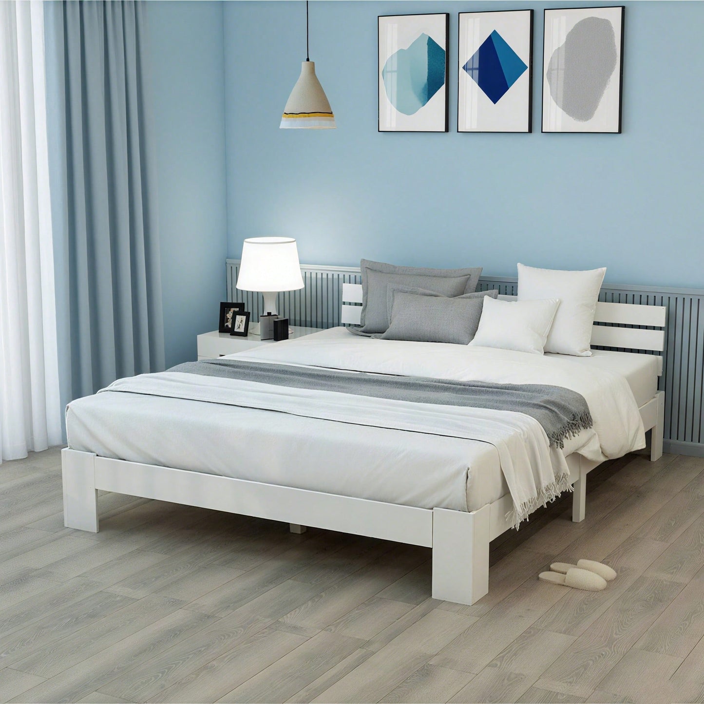 Holzbett Doppelbett mit Kopfteil aus Bettgestell mit Lattenrost-200 x 140 cm Massivholz Massiv Doppelbett als Kieferbett verwendbar