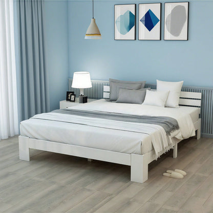 Holzbett Doppelbett mit Kopfteil aus Bettgestell mit Lattenrost-200 x 140 cm Massivholz Massiv Doppelbett als Kieferbett verwendbar