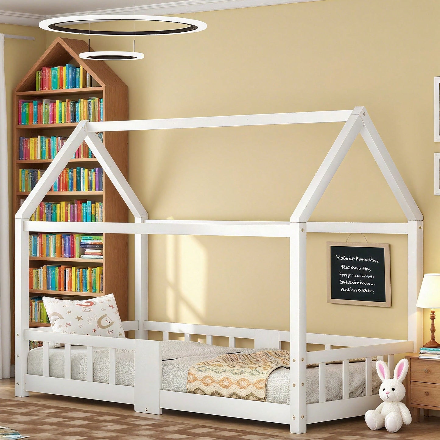 Kinderbett Hausbett 90 x 200 cmHolzbett für Kinderzimmer inkl.Tafel Lattenrosten Rausfallschutz, aus Kiefernholz Grau (ohne Matratze)  Item Code: WF197916AAG First Arrival Date: 2022-05-20 Return Rate: Moderate