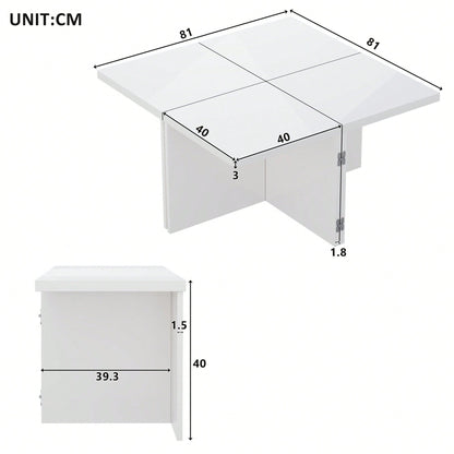 Modular DIY Couchtisch  mit Hochglanz Tischplatte - Frei Kombinierbar, Einfache Montage, Moderner Design Wohnzimmertisch