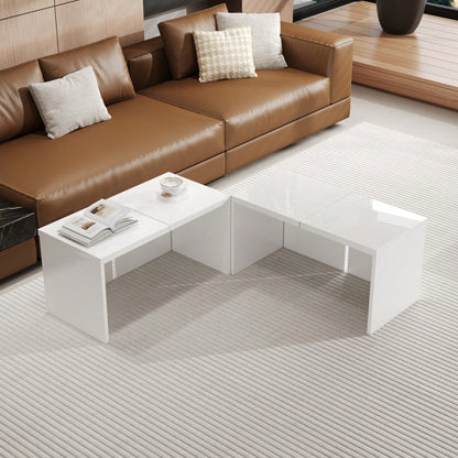 Modular DIY Couchtisch  mit Hochglanz Tischplatte - Frei Kombinierbar, Einfache Montage, Moderner Design Wohnzimmertisch