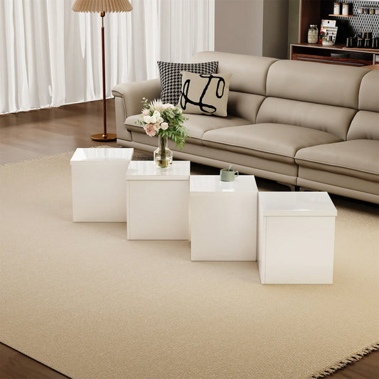 Modular DIY Couchtisch  mit Hochglanz Tischplatte - Frei Kombinierbar, Einfache Montage, Moderner Design Wohnzimmertisch