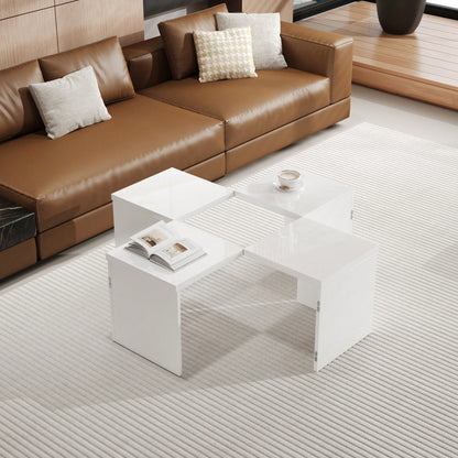 Modular DIY Couchtisch  mit Hochglanz Tischplatte - Frei Kombinierbar, Einfache Montage, Moderner Design Wohnzimmertisch