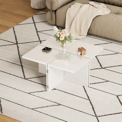 Modular DIY Couchtisch  mit Hochglanz Tischplatte - Frei Kombinierbar, Einfache Montage, Moderner Design Wohnzimmertisch
