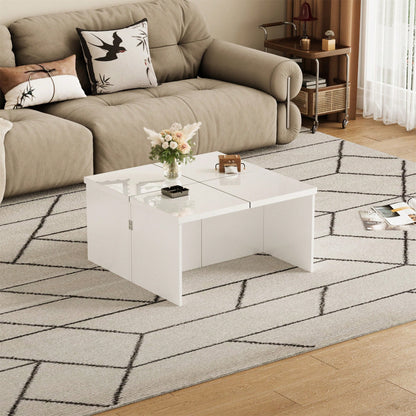 Modular DIY Couchtisch  mit Hochglanz Tischplatte - Frei Kombinierbar, Einfache Montage, Moderner Design Wohnzimmertisch