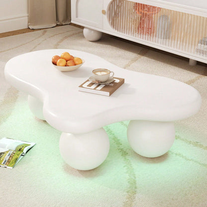 Weißer LED-Couchtisch im Wolken-Design – 16 Farben, rundes Bein, modern für Wohnzimmer & Kinderzimmer