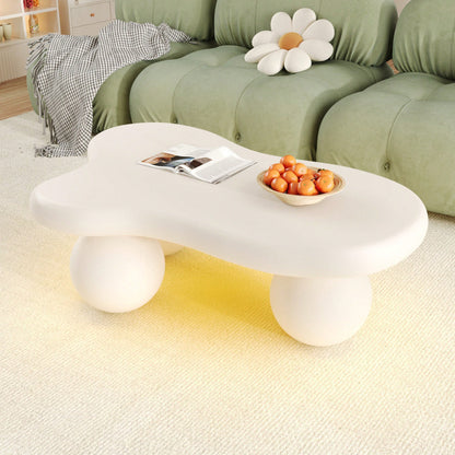 Weißer LED-Couchtisch im Wolken-Design – 16 Farben, rundes Bein, modern für Wohnzimmer & Kinderzimmer