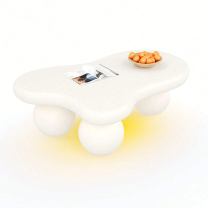 Weißer LED-Couchtisch im Wolken-Design – 16 Farben, rundes Bein, modern für Wohnzimmer & Kinderzimmer