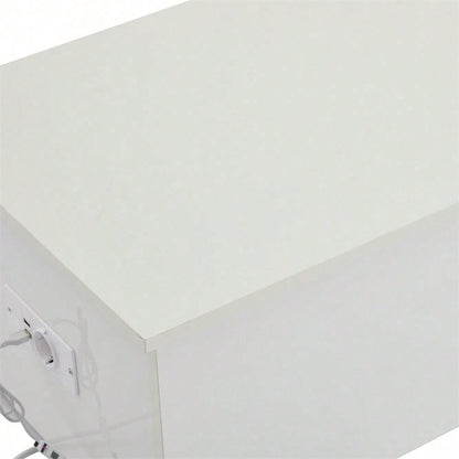 Moderner weißer Hochglanz-Couchtisch mit LED-Beleuchtung und verstecktem Stauraum - Beistelltisch mit hydraulischem Hub, 100*50*35 cm, 40 kg belastbar