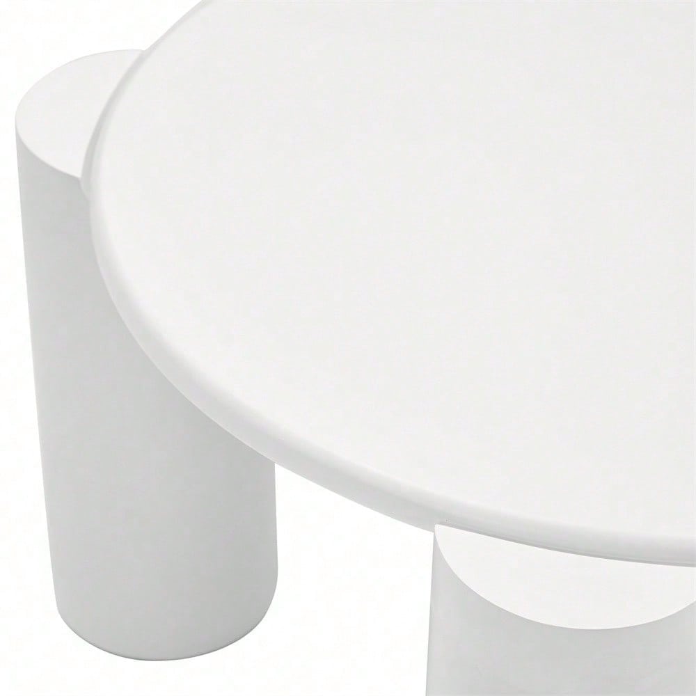 White Cloud Couchtisch, moderner Couchtisch mit 4 stabilen Stützbeinen, kleiner weißer Couchtisch, runde Kante, passt gut in Wohnzimmer, Schlafzimmer, Balkon, Terrasse