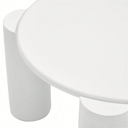 White Cloud Couchtisch, moderner Couchtisch mit 4 stabilen Stützbeinen, kleiner weißer Couchtisch, runde Kante, passt gut in Wohnzimmer, Schlafzimmer, Balkon, Terrasse