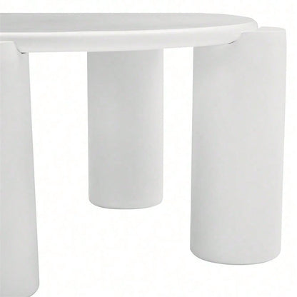 White Cloud Couchtisch, moderner Couchtisch mit 4 stabilen Stützbeinen, kleiner weißer Couchtisch, runde Kante, passt gut in Wohnzimmer, Schlafzimmer, Balkon, Terrasse