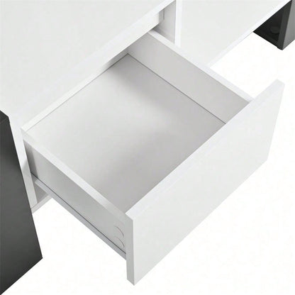 Moderner Couchtisch 105 x 60 x 40,5 cm – Schwarz-Weiß-Design mit hochglänzender Oberfläche, Schublade und 4 offenen Fächern