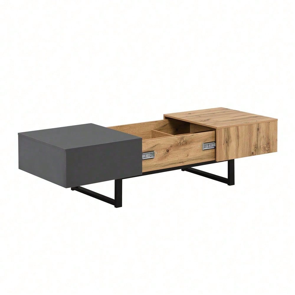 Multifunktionaler moderner verschiebbarer Couchtisch mit versteckter Aufbewahrung, hochwertiger Holz- und Metallhalterung, geeignet für Wohn- und Bürobereich, einfach zu installieren, 155 x 55 x 40 cm