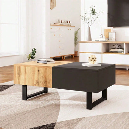 Multifunktionaler moderner verschiebbarer Couchtisch mit versteckter Aufbewahrung, hochwertiger Holz- und Metallhalterung, geeignet für Wohn- und Bürobereich, einfach zu installieren, 155 x 55 x 40 cm