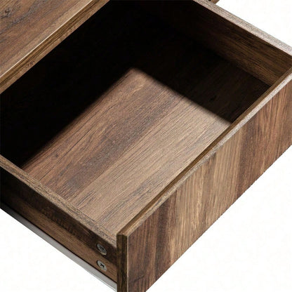 Couchtisch aus Holzmaserung, mit Eine grifflose Schublade, ein Staufach und Heckstaufach,doppelseitiger Stauraum. Mit Staufächern auf beiden Seiten. Wohnzimmer-Sofatisch, großer Stauraum. Anthrazit.