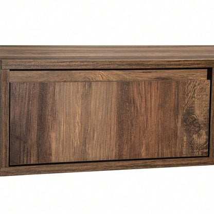 Couchtisch aus Holzmaserung, mit Eine grifflose Schublade, ein Staufach und Heckstaufach,doppelseitiger Stauraum. Mit Staufächern auf beiden Seiten. Wohnzimmer-Sofatisch, großer Stauraum. Anthrazit.