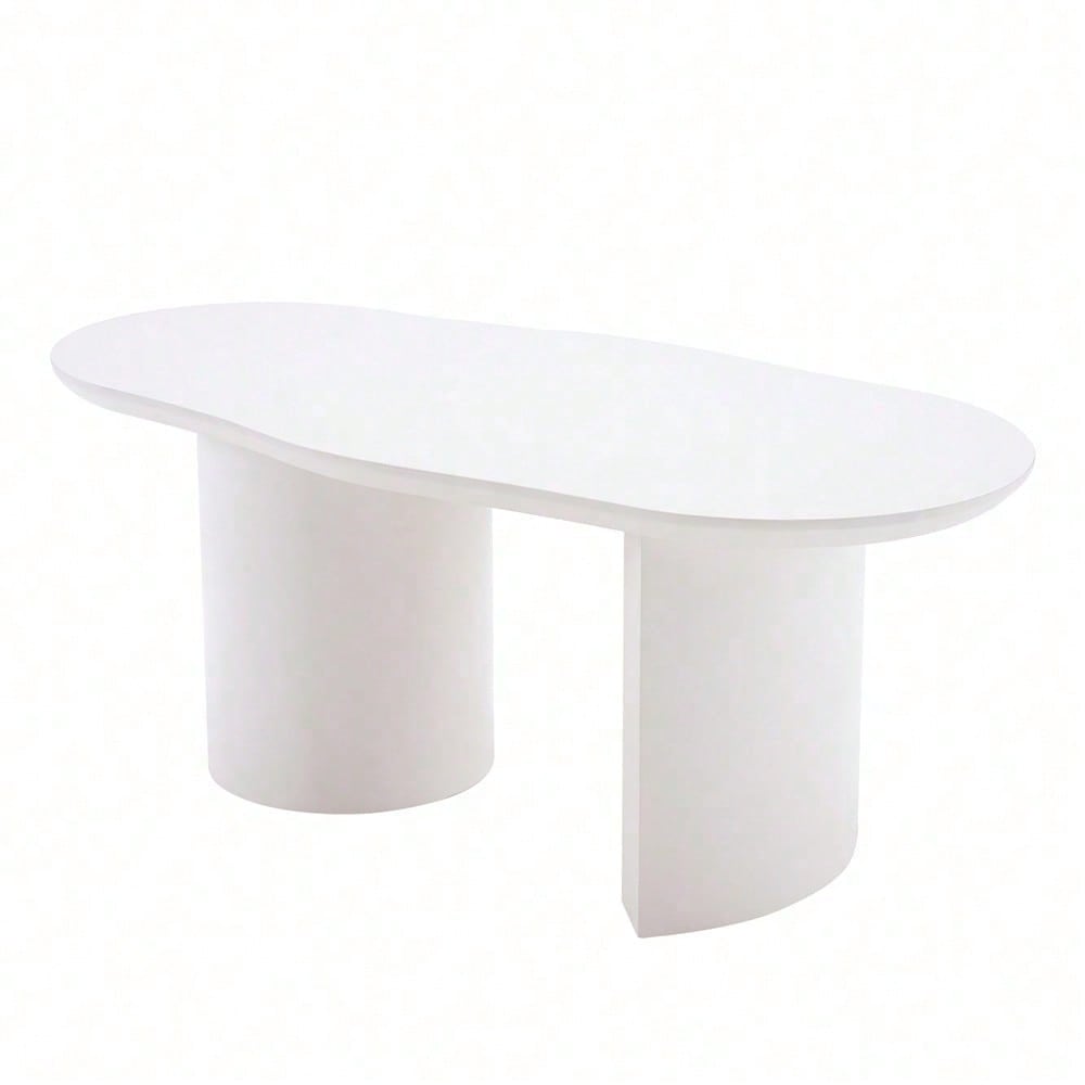 Stabiler und langlebiger 100 cm langer weißer unregelmäßiger Couchtisch - hochwertiges MDF, lackierte Oberfläche, zarte Haptik, unregelmäßige und elegant geschwungene Tischplatte