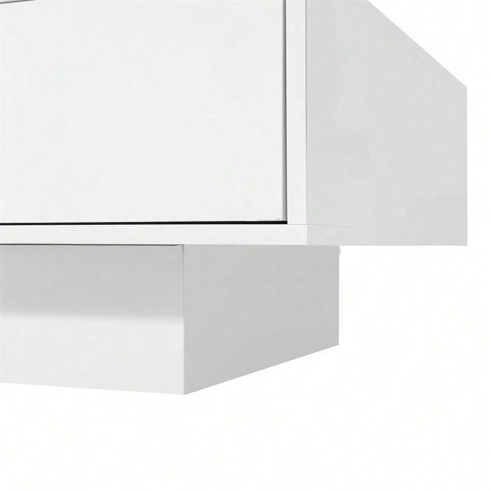 Moderner Hochglanz Couchtisch in Weiß, 115 x 55 x 34 cm, mit 2 Schubladen, LED-Beleuchtung und 30 kg Tragkraft – Eleganter Wohnzimmertisch
