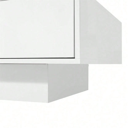 Moderner Hochglanz Couchtisch in Weiß, 115 x 55 x 34 cm, mit 2 Schubladen, LED-Beleuchtung und 30 kg Tragkraft – Eleganter Wohnzimmertisch