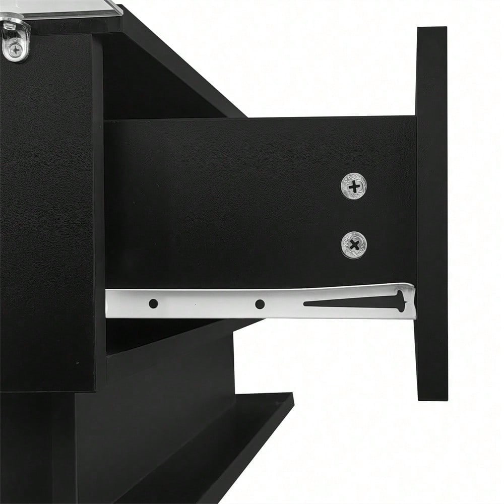 Hochglanz schwarzer Couchtisch 100x50x32 cm - mit Glasplatte und Schubladen, kratzfest, mit 1 Schublade, mit LED-Beleuchtung, moderner Stil