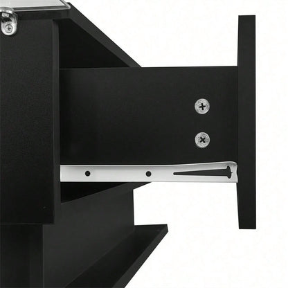 Hochglanz schwarzer Couchtisch 100x50x32 cm - mit Glasplatte und Schubladen, kratzfest, mit 1 Schublade, mit LED-Beleuchtung, moderner Stil