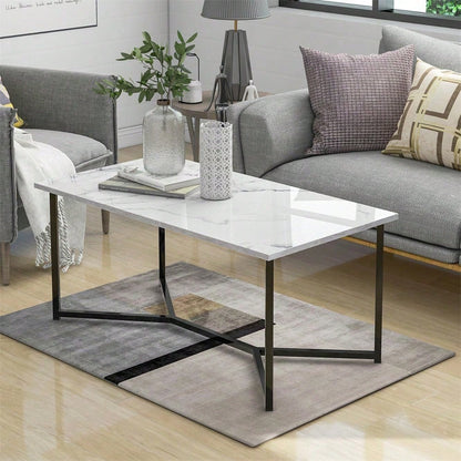 Mid Century Modern Holz Rechteck Couchtisch Wohnzimmer, Weiß