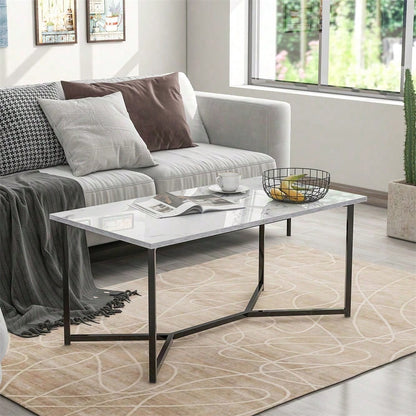 Mid Century Modern Holz Rechteck Couchtisch Wohnzimmer, Weiß