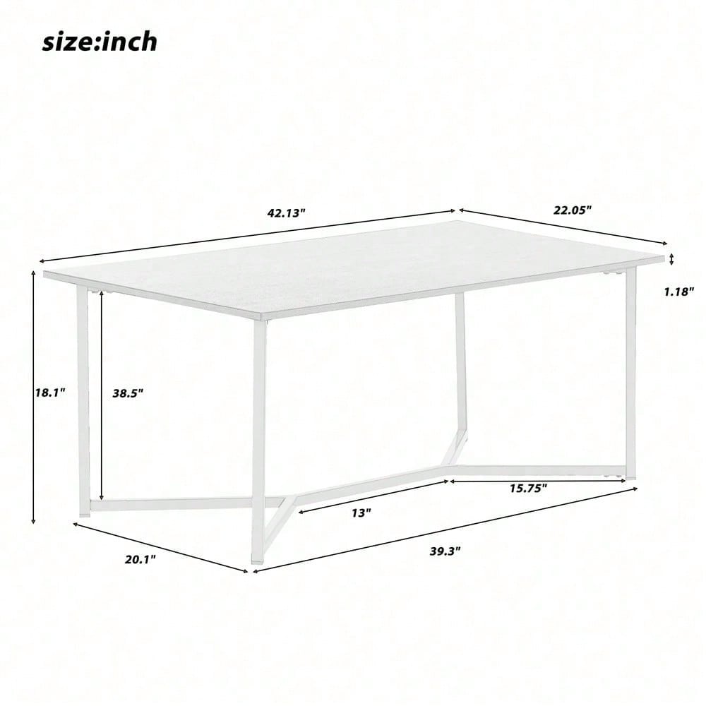 Mid Century Modern Holz Rechteck Couchtisch Wohnzimmer, Weiß