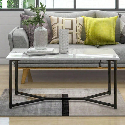 Mid Century Modern Holz Rechteck Couchtisch Wohnzimmer, Weiß